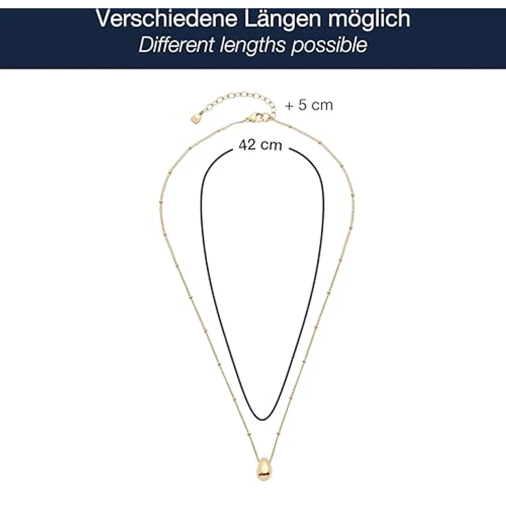 JEWELS BY LEONARDO Halskette Ciao Clothilde, Panzer-Kette aus goldfarbenem Edelstahl mit Tropfen-Anhänger, 42-47 cm, Schmuck Geschenk für Frauen, 025739 – Bild 2
