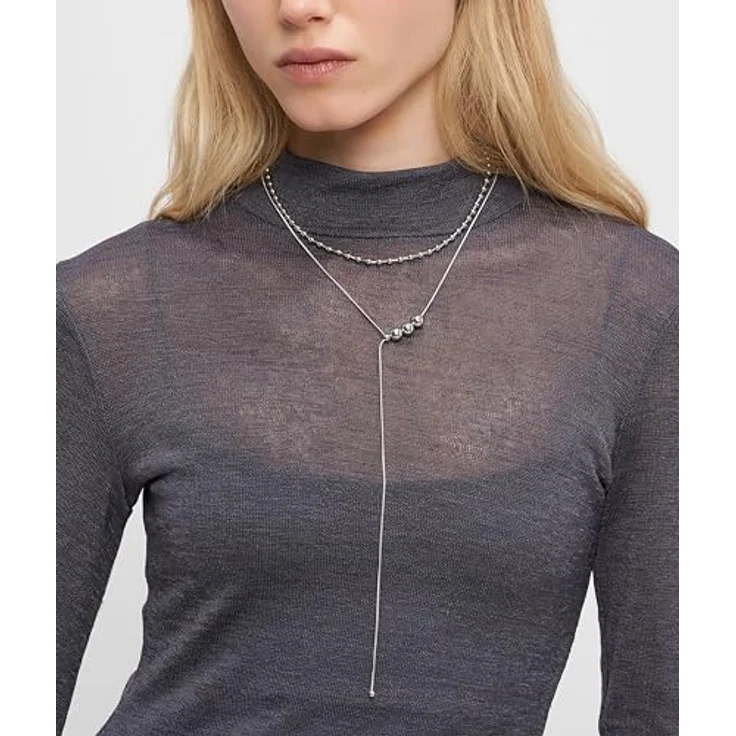 Liebeskind Berlin Damen Halskette LJ-1714-N-42, Edelstahl IP Rhodium, 42 cm Schlangenkette mit Sliderverschluss – Bild 5