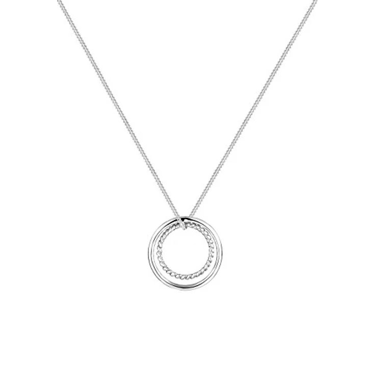 Elli Halskette Damen, Geo Basic Trend mit Kreis Ring Symbol, 925 Sterling Silber, 80 cm lang, Handgefertigt, Anlaufgeschützt – Bild 2