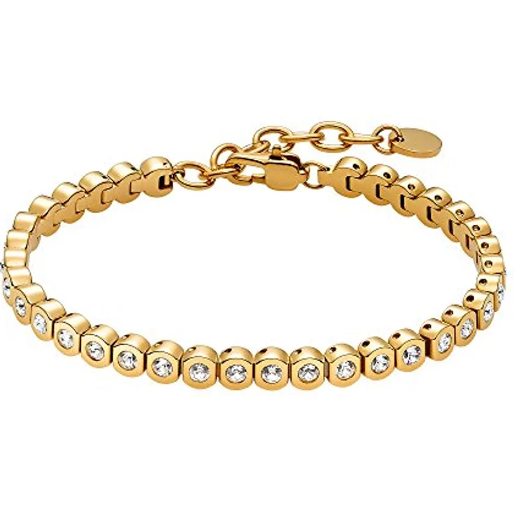 Heideman Amilla II, Damen Armband aus goldfarbigem mattem Edelstahl mit weißen Zirkonia Steinen und Verlängerung – Bild 1