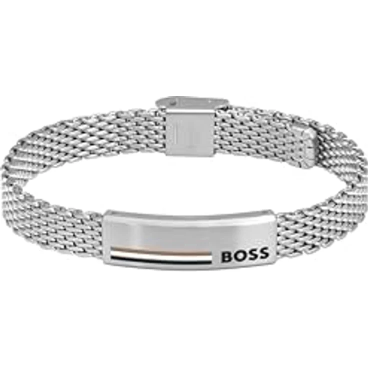 BOSS Jewelry Gliederarmband ALEN aus Edelstahl mit gravierter Metallplatte und verstellbarem Mesh-Verschluss - 1580611 – Bild 1