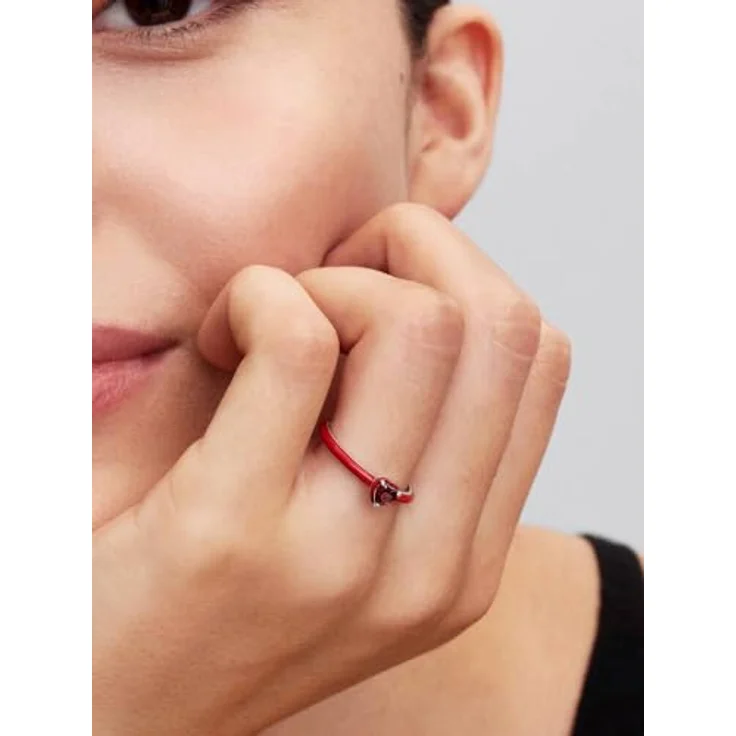 PANDORA ME Rotes Chakra Herz Ring, Sterling Silber mit künstlichem Kristall, Größe 56, handgefertigt – Bild 2