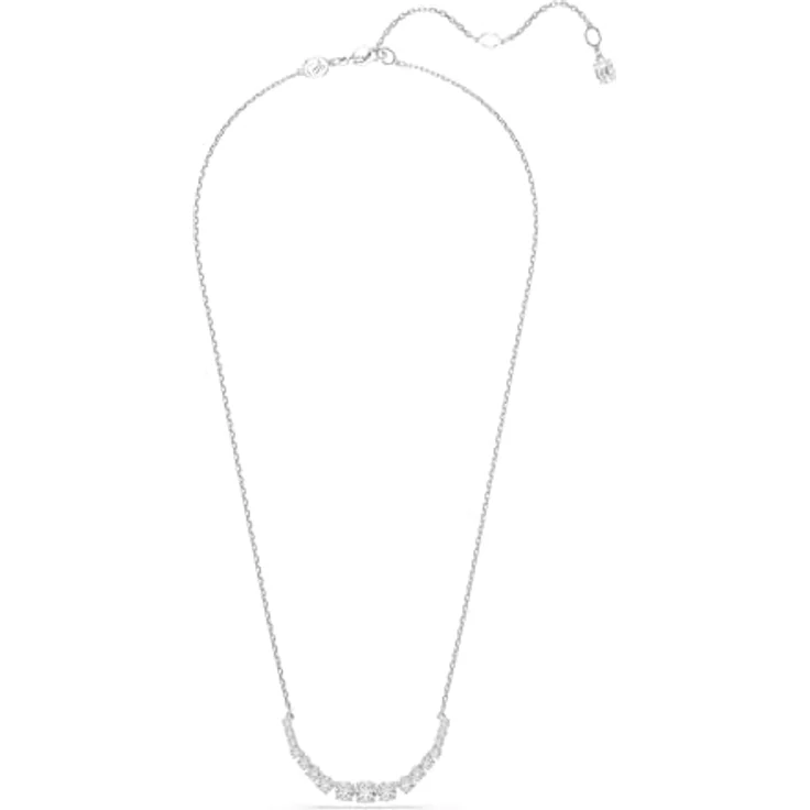 Swarovski Matrix Halskette, Rhodinierte Damenhalskette mit Swarovski Zirkonia in unterschiedlichen Größen, 42-49 cm – Bild 2