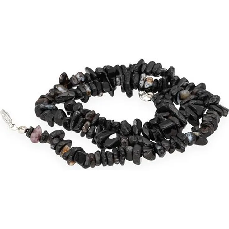 Lebensquelle Plus Edelstein Splitterkette Onyx, 45 cm, handgefertigte Heilstein Halskette mit Krabinerverschluss und Edelsteinkarte