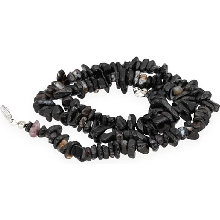 Lebensquelle Plus Edelstein Splitterkette Onyx, 45 cm, handgefertigte Heilstein Halskette mit Krabinerverschluss und Edelsteinkarte – Bild 1