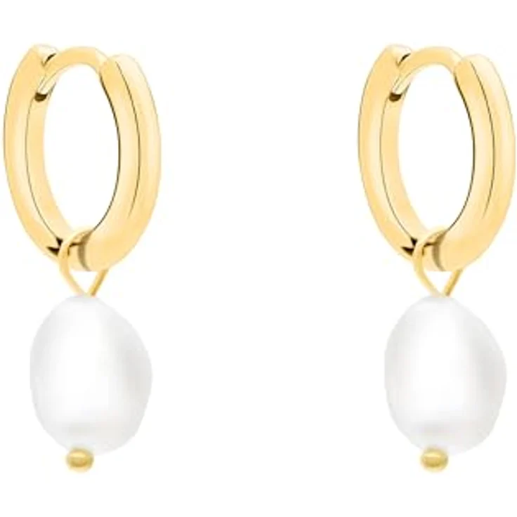 s.Oliver Creolen Ohrringe aus poliertem Edelstahl, gold, 22 mm, wasserfest & hautfreundlich – Bild 1