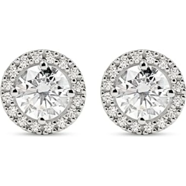 FAVS Damen-Ohrstecker 375er Weißgold mit 2 Zirkonia, elegantes Design, One Size – Bild 3