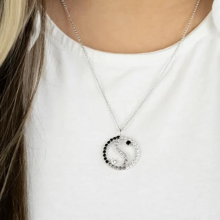 Engelsrufer Yin Yang Kette Herz aus 925er Sterlingsilber, schwarz mit Zirkonia, 40+4cm, Karabinerverschluss – Bild 2