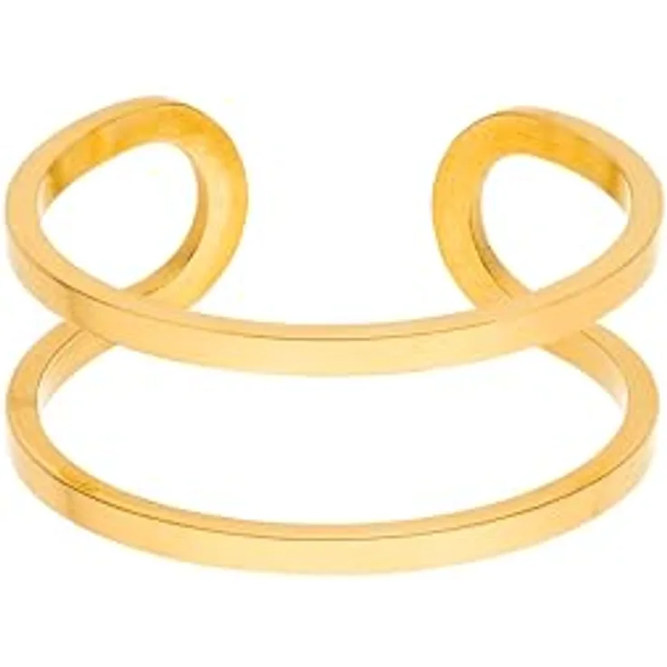 Purelei® Basic Ring – filigraner, doppelreihiger Ring aus Edelstahl, 14K vergoldet, verstellbar, wasserfest (Größe 56–60)