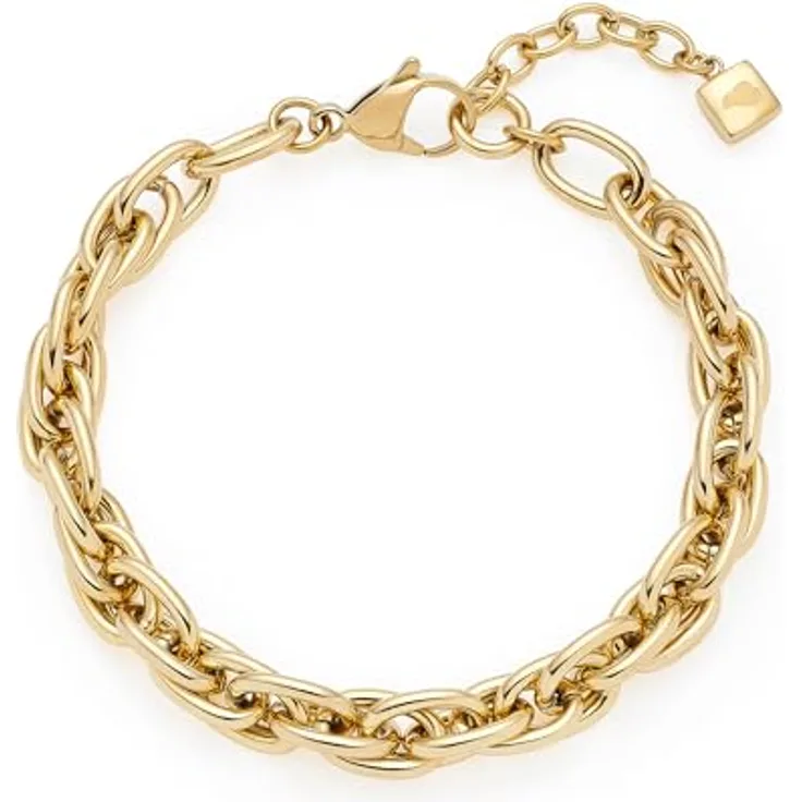 JEWELS BY LEONARDO Armband Sina, goldfarbener Edelstahl, ineinander verschlungene Kettenglieder, 19,5-22 cm, für Damen, Geschenkidee