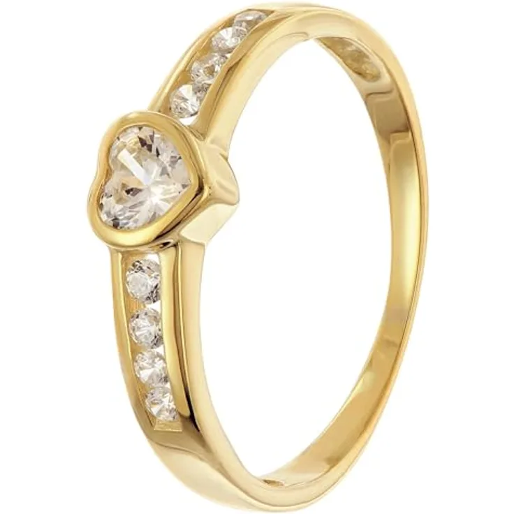 trendor Damenring Herz Zirkonias Gold 333/8K, elegantes Schmuckstück mit synthetischem Zirkonia, Ringgröße 52/16,6, edle Geschenkidee