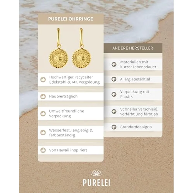 Purelei Waina Ohrringe (Gold) – Wasserfeste Damenohrringe aus langlebigem Edelstahl – Eleganter Modeschmuck für individuelle Looks – Bild 4
