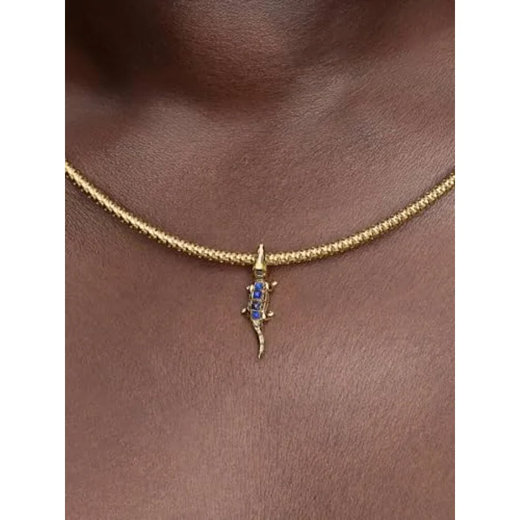 Pandora Charm-Einhänger 764624C01, Alligator, vergoldet mit Lapislazuli und grünem Kristall – Bild 4