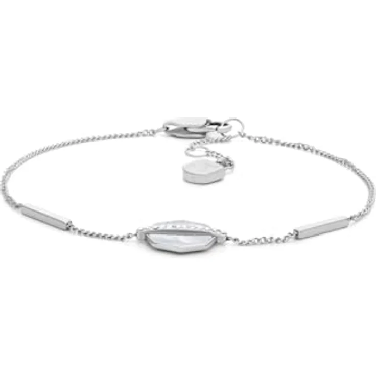 FOSSIL Damen Edelstahl Kettenarmband mit Karabinerverschluss, silberfarben, 16.5 cm Länge – Bild 1