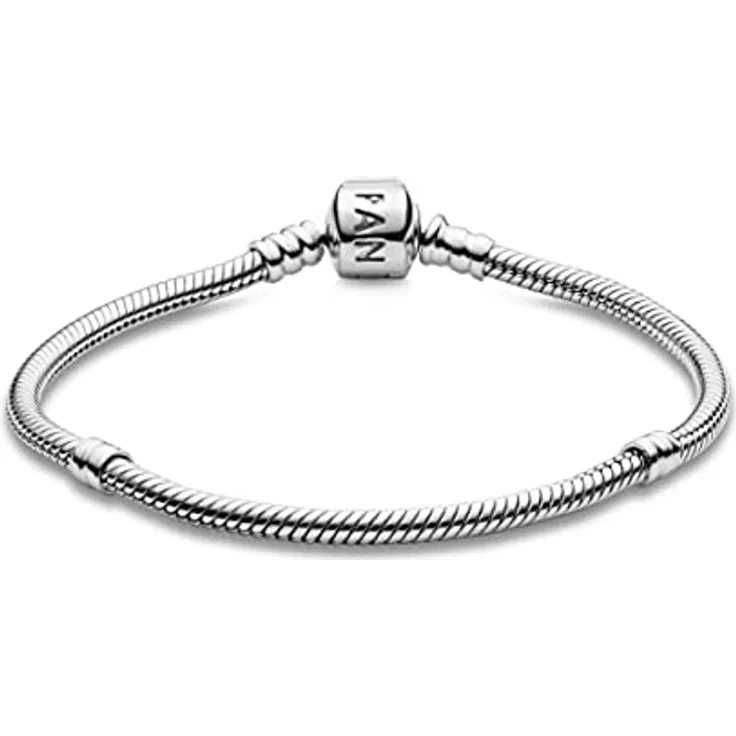 PANDORA Moments Schlangen-Gliederarmband mit Zylinderverschluss aus Sterling-Silber, 17cm, kompatibel mit Charms und Anhängern aus der Moments Kollektion