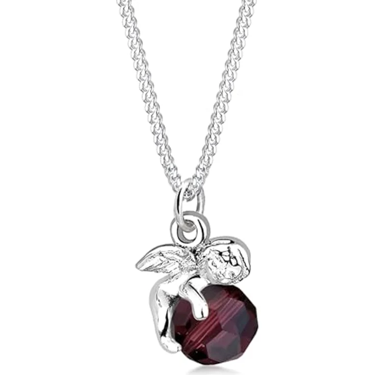 Elli Halskette Damen Engel Anhänger mit Kristallen, 45 cm, 925 Sterling Silber, anlaufgeschützt, hochglanzpoliert – Bild 1