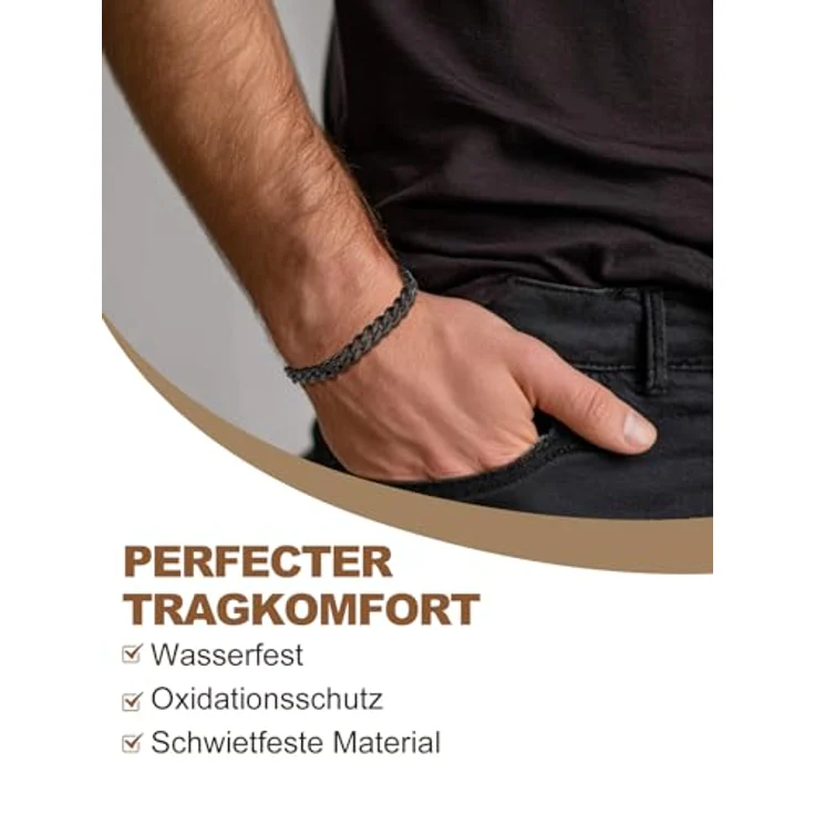 FindChic Herren Armband Edelstahl Panzerkette 7mm, Armkette in Schwarz, 19cm Länge, robust und oxidationsbeständig – Bild 2