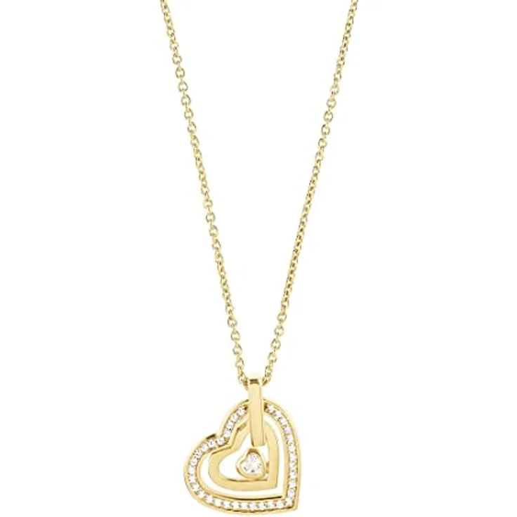 JETTE Damen-Kette 925er Silber mit 34 Zirkonia, 48 cm, Gelbgold, elegantes Design, One Size, 32021985