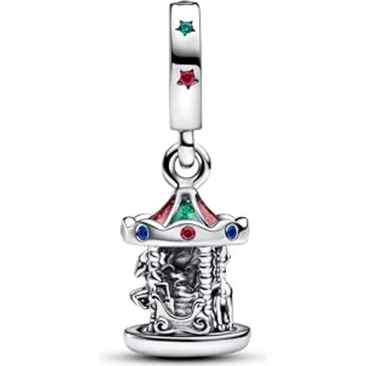 PANDORA Moments Drehendes Karussell Charm-Anhänger aus Sterling Silber mit Kristallen, beweglich, Weihnachtsmotiv – Bild 1