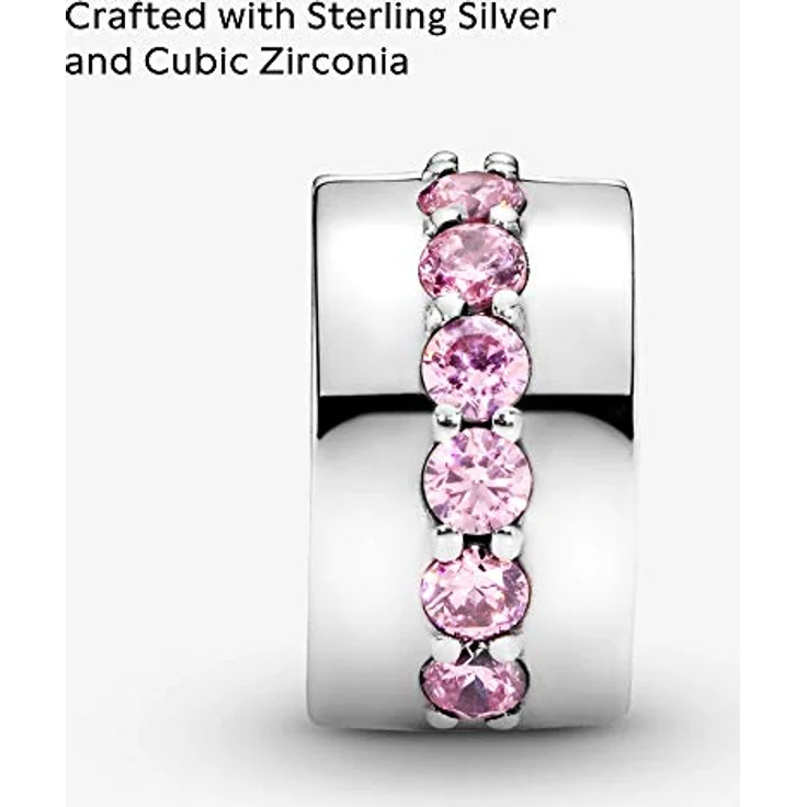 Pandora Charm Moments Rosafarbene funkelnde Linie Clip 791972PCZ, Charm-Anhänger mit funkelndem Design in Rosafarben – Bild 3