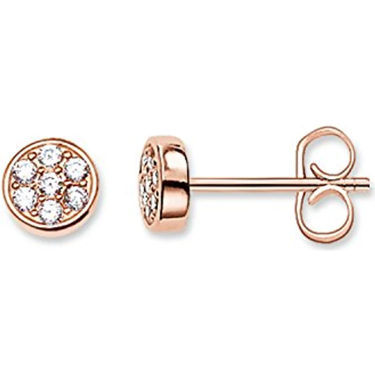 THOMAS SABO Ohrstecker Sparkling Circles, 750 Roségold Vergoldung, 925 Sterlingsilber für Damen – Bild 1