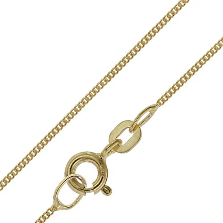 trendor Feine Panzerkette für Anhänger 585 Gold Flachpanzer 0,8 mm, zierliches Damen-Collier mit Federring-Verschluss, Made in Germany – Bild 1