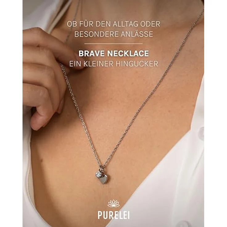 Purelei Brave Kette Damen, Silber, wasserfeste Edelstahl-Halskette mit Anhänger, verstellbar von 50-55 cm, ideal für individuellen Look – Bild 2