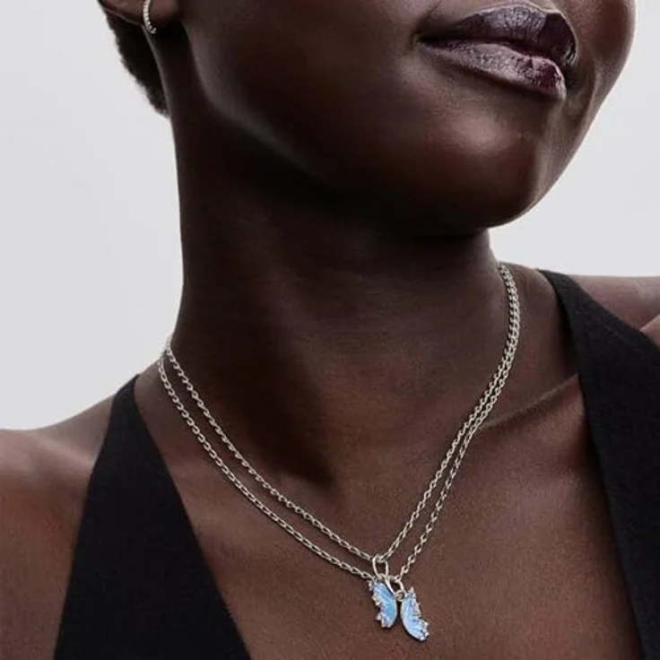 PANDORA Moments Teilbarer Schmetterling Charm-Anhänger aus Sterling-Silber mit Zirkonia und blauer Emaille, Gravur „TOGETHER ABOVE ALL“, Kompatibel ME und Moments, 794244C01 – Bild 5