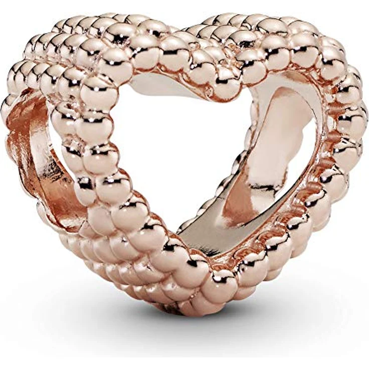 PANDORA offenes Metallperlen Herz Charm, roségold, 14 Karat rosévergoldete Metalllegierung, Moments Collection – Bild 1