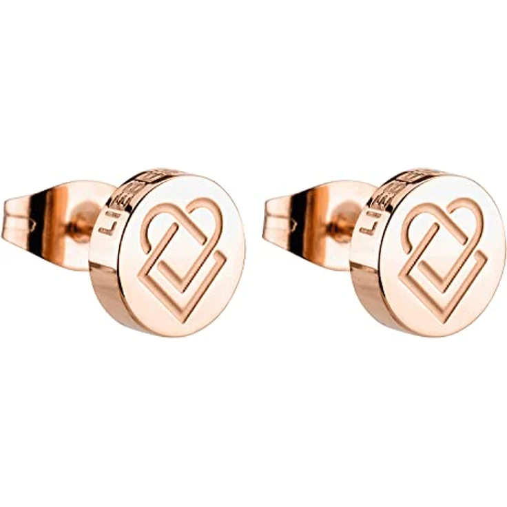 Liebeskind Berlin Damen-Ohrstecker, rosévergoldeter Edelstahl mit keeploving Gravur, 7 mm Steckverschluss – Bild 1