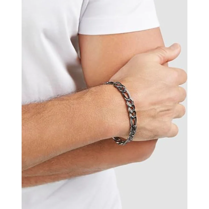 s.Oliver Herren Bracelet - Armband aus gebürstetem Edelstahl in IP Gun - Figaro verstellbar bis 22 cm - wasserfest & hautfreundlich – Bild 3