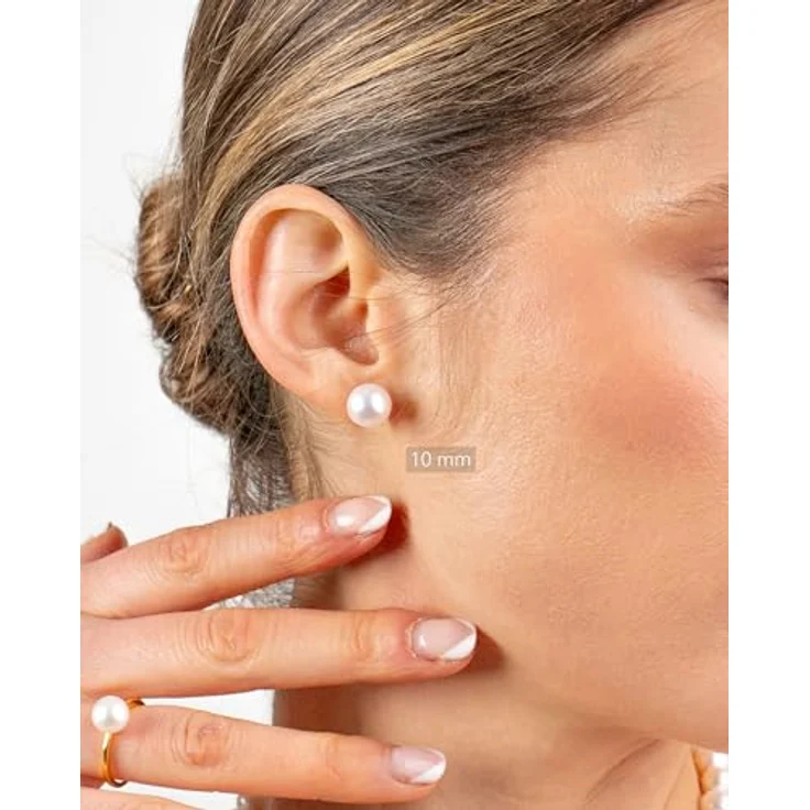 Secret & You Perlenohrringe Damen, Süßwasser Zuchtperlen Knopfperle in 10 Größen (4 mm bis 13 mm) mit 925 Sterling Silber Montierungen, hypoallergen, ideal als Geschenk – Bild 2