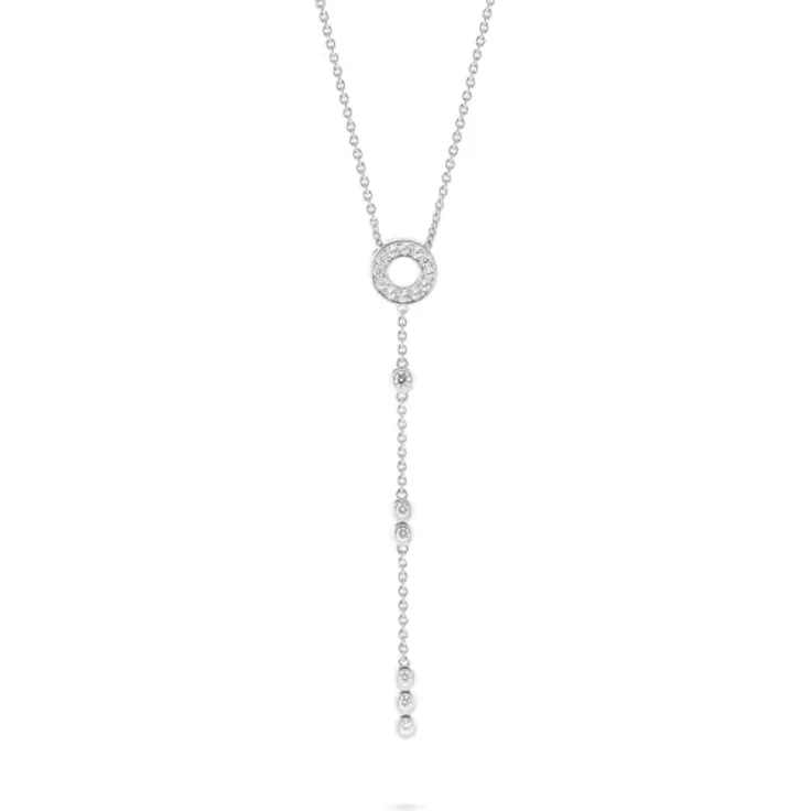 JETTE Damen-Halskette 925er Silber, recycelte Zirkonia, One Size, Silber