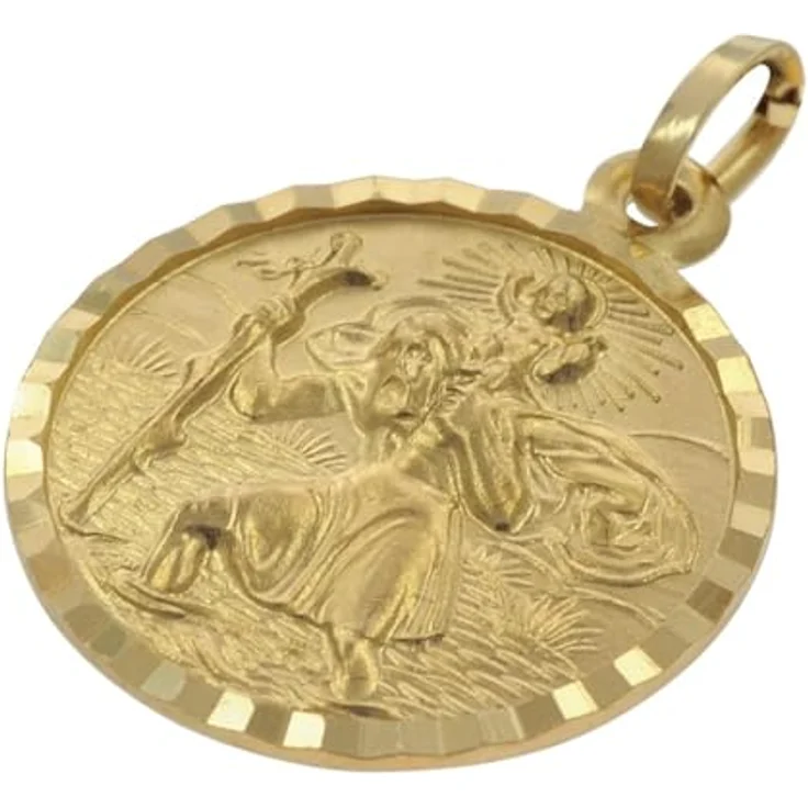 trendor Christophorus Anhänger Gold 333 mit Venezianerkette, Herren-Halskette 50 cm, 18 mm Durchmesser – Bild 2