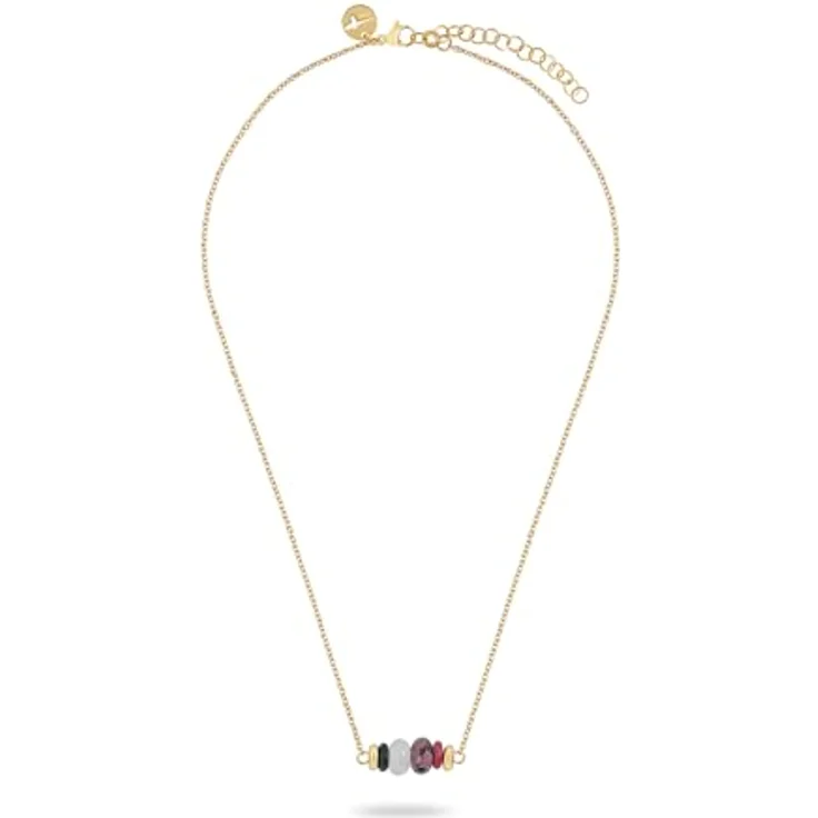 Tamaris Necklace - Kette mit bunten Natursteinen aus Edelstahl, IP Gold, verstellbar bis 45 cm, wasserfest & hautfreundlich – Bild 2