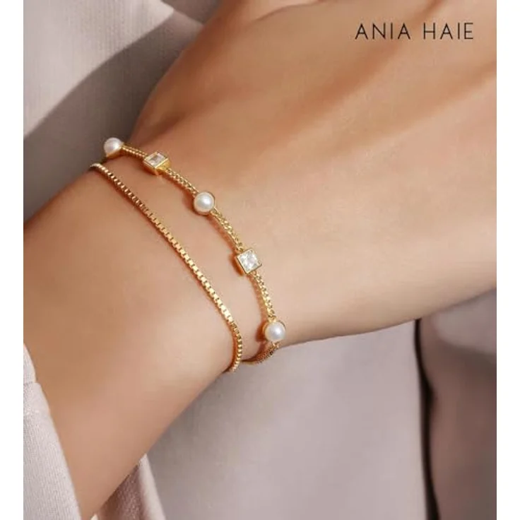 ANIA HAIE GEOMETRY CLASS Mixed Discs Damen Armband, 925 Sterling Silber mit Rhodium-Überzug, Länge 16,5cm + 2cm Verlängerung, inkl. Geschenkverpackung – Bild 3