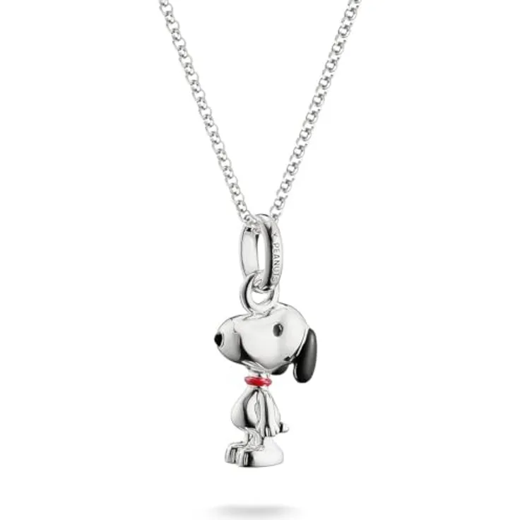 THOMAS SABO Unisex-Kette Silber mit Snoopy-Anhänger, Emaille in Schwarz und Rot, One Size