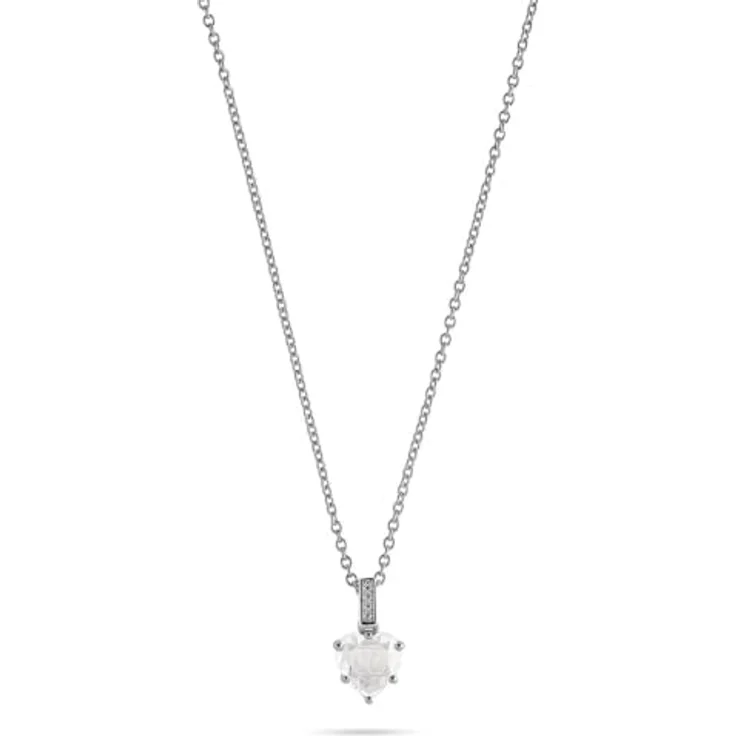 JETTE Damen-Halskette, 925er recyceltes Silber mit Herz-Zirkonia, rhodiniert, One Size – Bild 1