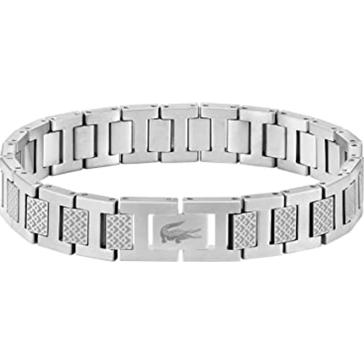 Lacoste Gliederarmband METROPOLE, Edelstahlarmband mit Petit-Piqué-Muster, Innenumfang 19 cm, Kastenverschluss – Bild 1