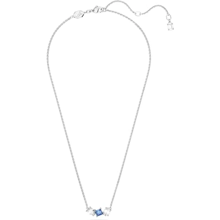 Swarovski Mesmera Anhänger, Rhodinierte Damenhalskette mit Blauem Swarovski Zirkonia und Eleganten Schliffen – Bild 2