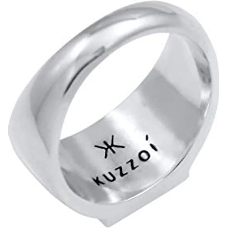 Kuzzoi Siegelring Herrenring massiv (11 mm), poliert in 925 Sterling Silber, recheckige Oberfläche, Ringgröße 60, Biker Schmuck – Bild 4
