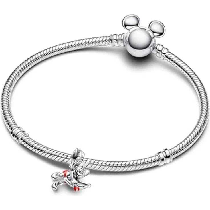 PANDORA Moments Disney Micky Maus Amor Charm, Sterling Silber mit roter Emaille und künstlichem Kristall, kompatibel mit Moments Armbändern, 793616C01 – Bild 3