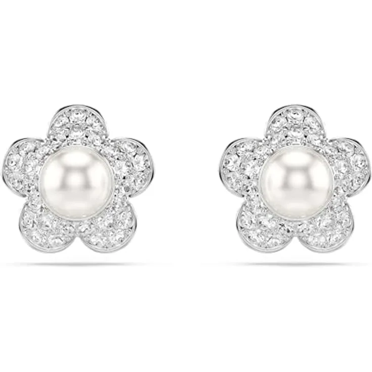 Swarovski 2026 Capsule Ohrringe Angelic, rhodiniert, mit glänzenden Kristallen und zarten Blütenblättern