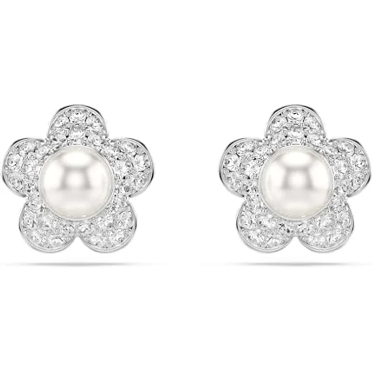 Swarovski 2026 Capsule Ohrringe Angelic, rhodiniert, mit glänzenden Kristallen und zarten Blütenblättern – Bild 1
