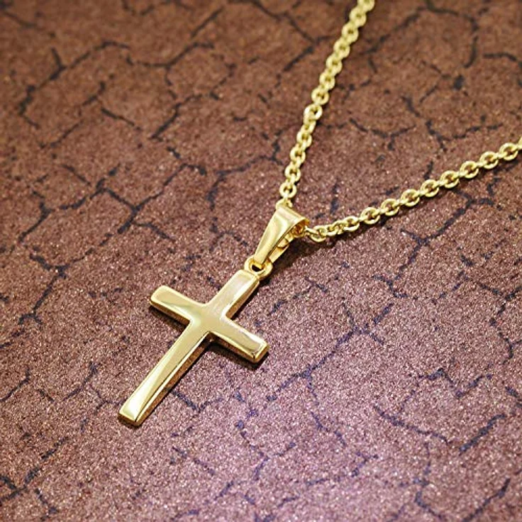 trendor Kreuz-Anhänger Gold 333 mit goldplattierter Silberkette, 45 cm, eleganter Halsschmuck für Damen, ideales Geschenk – Bild 3