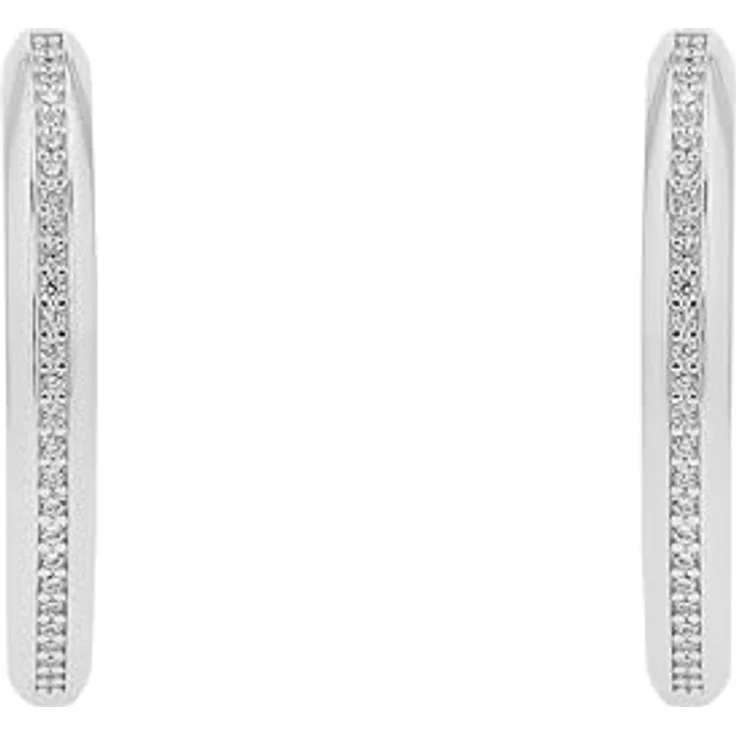 JOOP! Creolen 925 Sterling Silber Damen Ohrschmuck mit Rhodium-Beschichtung und 54 Zirkonia-Steinen, 28 mm, Weiß, in Schmuck Geschenk Box, 2039694 – Bild 5