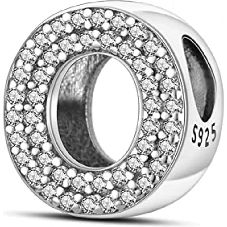 Pandach Damen Charm Anhänger Buchstabe O, 925 Sterling Silber Charms Beads, kompatibel mit europäischen Armbändern und Halsketten für Frauen und Mädchen – Bild 1