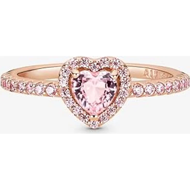 PANDORA ROSE Timeless Ring "funkelndes Herz", 14k rosévergoldet mit rosa Kristall und Zirkonia, Größe 48 – Bild 3
