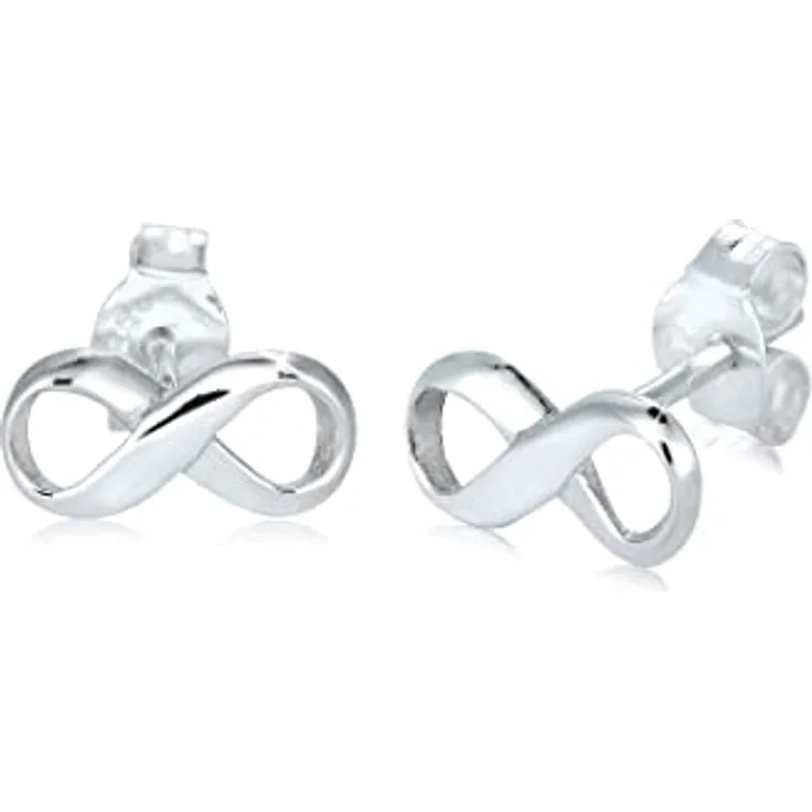Elli Ohrringe Damen Infinity Symbol, 925 Sterling Silber, handgefertigt und anlaufgeschützt, hochglanzpoliert