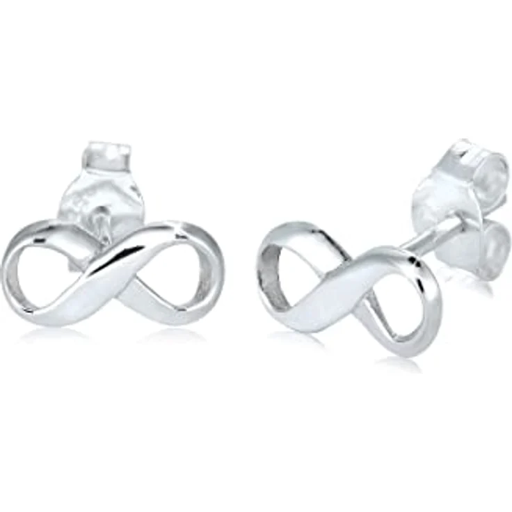 Elli Ohrringe Damen Infinity Symbol, 925 Sterling Silber, handgefertigt und anlaufgeschützt, hochglanzpoliert – Bild 1